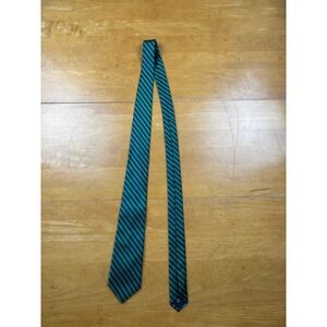 Collared Greens Mens Silk Necktie Green Navy Blue Diagonal Repp Stripe USA Made